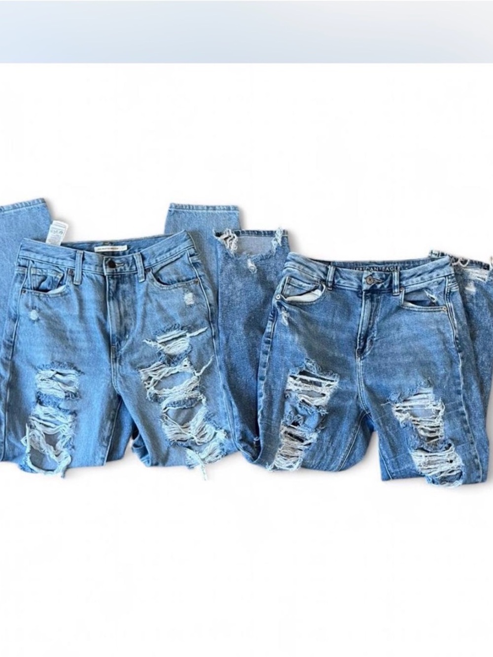 American Eagle Outfitters High-Rise Distressed Light Blue Women's Jeans